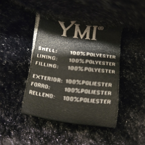 YMI Ladies Size Large Vest Black Brown Gold Hardware Zipper Pockets Fuzzy Lining - Picture 7 of 8